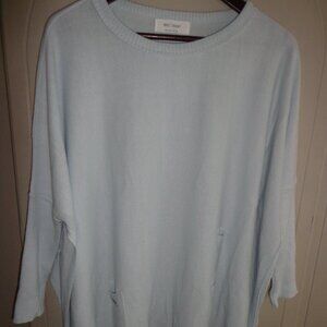 NWOT mer l sea & Co Boxy Knit Top O/S Lt. Sky 3/4  Raglan Sleeves Open Sides